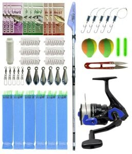 YekOutdoor Okuma Surf Kamışı Olta Seti Okuma Wave Power Tele Surf 4.20 cm 100-200 gr 5 Parça Surf Kamışı&Okuma Fin Chaser X FNX-60BL Blue 1BB Olta Makinesi