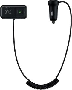 Kutu Hasarlı *Baseus T-Typed S16, Hızlı Araç Şarjı, 5 A, Bluetooth 5.0,Djital Gösterge, FM Transmitter