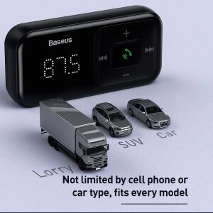 Kutu Hasarlı *Baseus T-Typed S16, Hızlı Araç Şarjı, 5 A, Bluetooth 5.0,Djital Gösterge, FM Transmitter