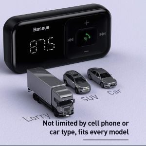Kutu Hasarlı *Baseus T-Typed S16, Hızlı Araç Şarjı, 5 A, Bluetooth 5.0,Djital Gösterge, FM Transmitter