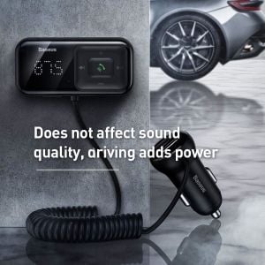Kutu Hasarlı *Baseus T-Typed S16, Hızlı Araç Şarjı, 5 A, Bluetooth 5.0,Djital Gösterge, FM Transmitter
