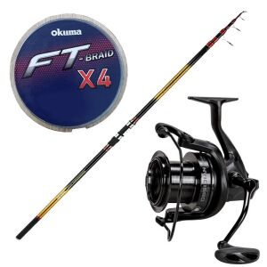 YekOutdoor Surf Olta Seti Okuma Obsidian 0SD12000-35AY Painting Black 9+1BB Olta Makinesi&Okuma Savant Surf 420 cm 4 Parça Surf Kamışı