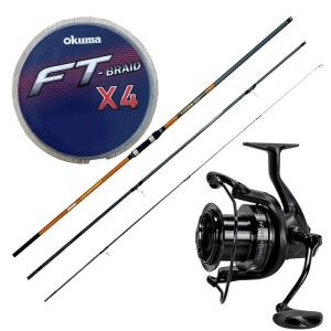 YekOutdoor Surf Olta Seti Okuma Obsidian 0SD12000-35AY Painting Black 9+1BB Olta Makinesi& Okuma Salina Surf 14' 420 cm 3 Parça Surf Kamışı