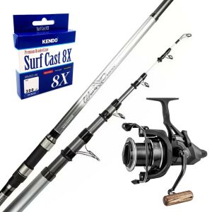 YekOutdoor Okuma Göl Olta Seti Okuma Wave Power Tele Surf 3.90 cm Surf Kamışı&Okuma LS 8K Baitrunner 5+1 bb Olta Makinesi