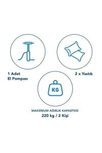 Avenli Queen 21470 Çift Kişilik Yastıklı Şişme Yatak+2 Yastık+El Pompası 203x152x22 cm