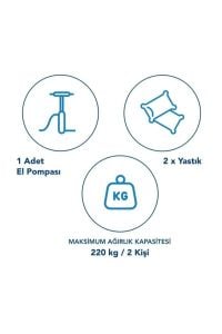 Avenli Queen 21470 Çift Kişilik Yastıklı Şişme Yatak+2 Yastık+El Pompası 203x152x22 cm