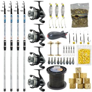 YekOutdoor Full Çeşit 4'lü Okuma Göl Seti Kendo Sea Power Surf 4.20m 100-250gr Olta Kamışı&Okuma Revenger RV-55 FD Olta Makinesi