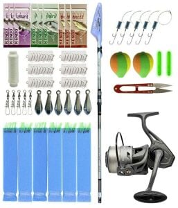 YekOutdoor Okuma Surf Kamışı Olta Seti Okuma Wave Power Tele Surf 4.20 cm 100-200 gr 5 Parça Surf Kamışı&Kendo Azzurro 6000 Olta Makinesi