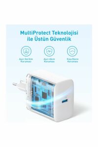 Anker 20W USB-C Şarj Cihazı - iPhone & Android ile Uyumlu Type-C Hızlı Şarj Adaptörü-  A2347 - Beyaz