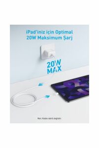 Anker 20W USB-C Şarj Cihazı - iPhone & Android ile Uyumlu Type-C Hızlı Şarj Adaptörü-  A2347 - Beyaz