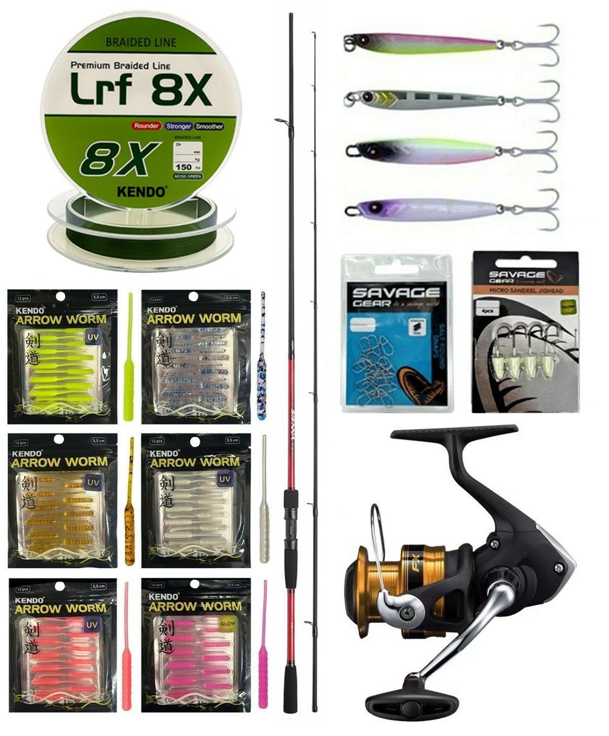 YekOutdoor Arrow Worm LRF Seti Shimano Kamış Sienna Spinning Sensitive 2,11m 0,5-7g 2pc&Shimano Makina FX 1000 FC