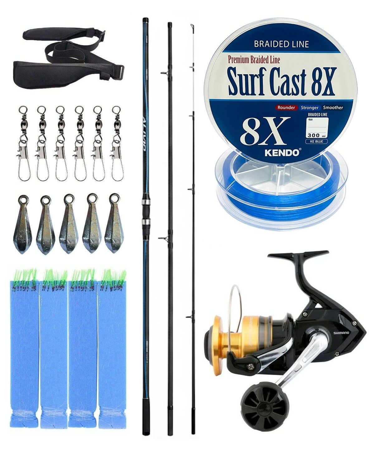 YekOutdoor Profesyonel Olta Seti Shimano Kamış Alivio Surf T 450 BX-G 4,50m 225g 3pc&Shimano Makina Socorro 6000 SW