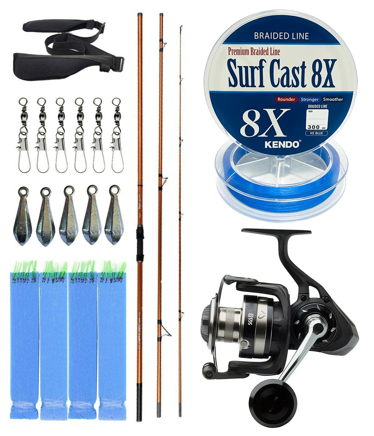 YekOutdoor Profesyonel Olta Seti Okuma Trio Rex Surf 450cm 120-250 gr 3 Parça Surf Kamışı&Savage Gear SGS8 8000 FD 8+1BB Olta Makinesi