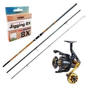 YekOutdoor Yüksek Kalite Olta Seti Okuma Salina Surf 14' 420 cm 3 Parça Surf Kamışı&Okuma Salina SA-6000HA Blue 6+1BB Olta Makinesi