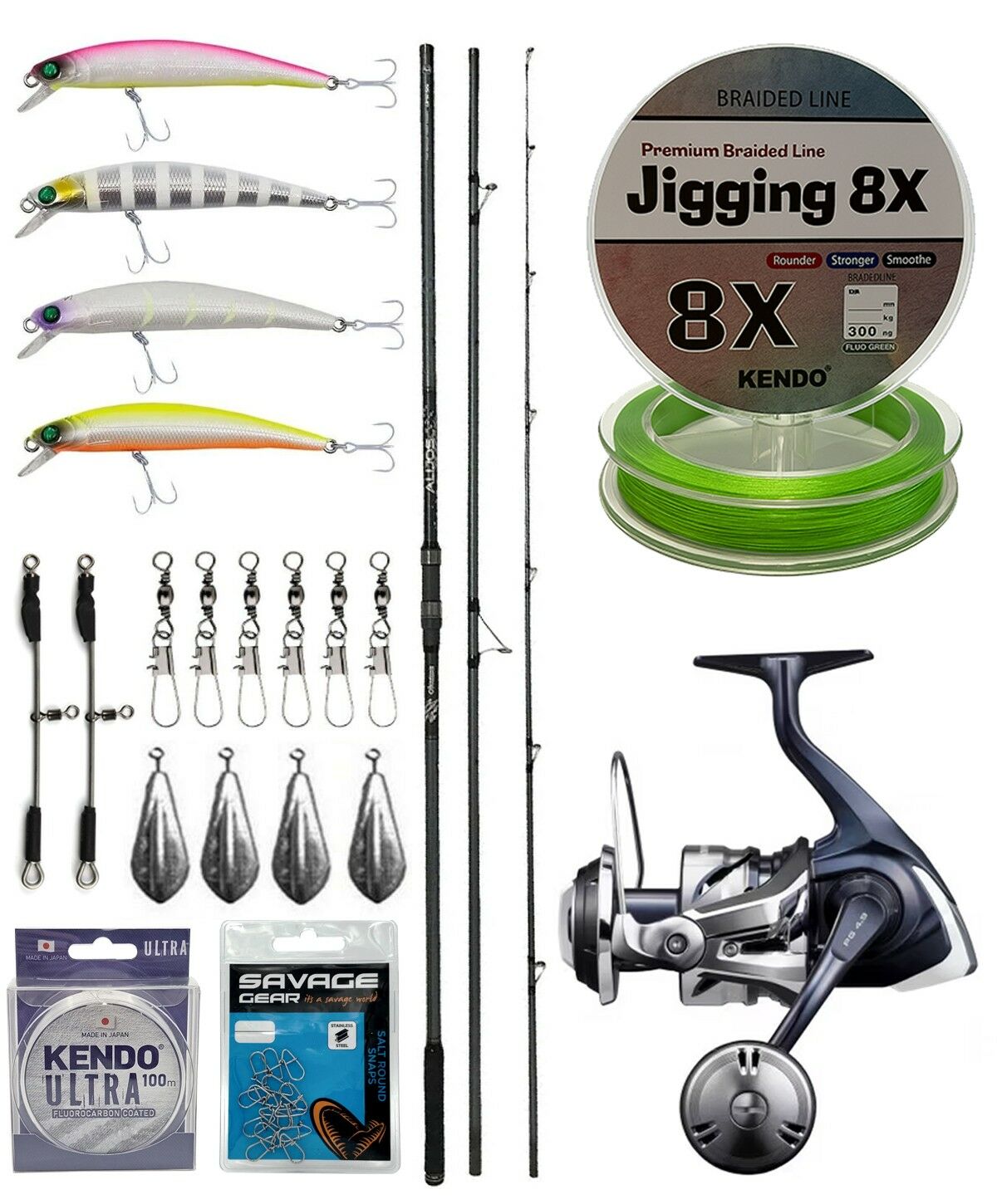 YekOutdoor Profesyonel Olta Seti Okuma Alijos Surf 435 cm 100+250 gr 3 Parça&Shimano Makina Twin Power 8000 SW C PG