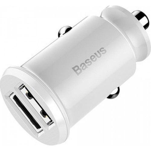 Baseus CCALL-ML02 Mini Dual USB 3.1A Max Çıkışlı Hızlı Araç Şarj Başlığı - Beyaz