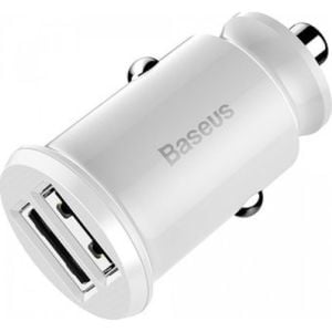 Baseus CCALL-ML02 Mini Dual USB 3.1A Max Çıkışlı Hızlı Araç Şarj Başlığı - Beyaz