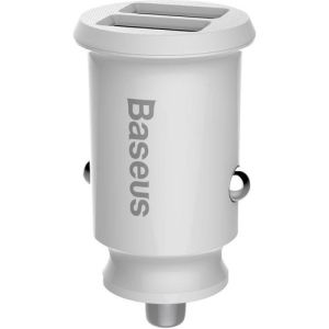 Baseus CCALL-ML02 Mini Dual USB 3.1A Max Çıkışlı Hızlı Araç Şarj Başlığı - Beyaz