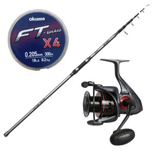 YekOutdoor Surf Olta Seti Okuma Alaris Tele Surf 420 cm 100-200 gr Surf Kamışı&Okuma Ceymar C-6000A Dark Grey 7+1BB Olta Makinesi