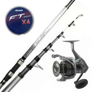 YekOutdoor Hazır Olta Seti Okuma Wave Power Tele Surf 4.20 cm 100-200 gr 5 Parça Surf Kamışı&Okuma Tomcat TMC-8000 (4.8:1) 6+1bb Olta Makinesi