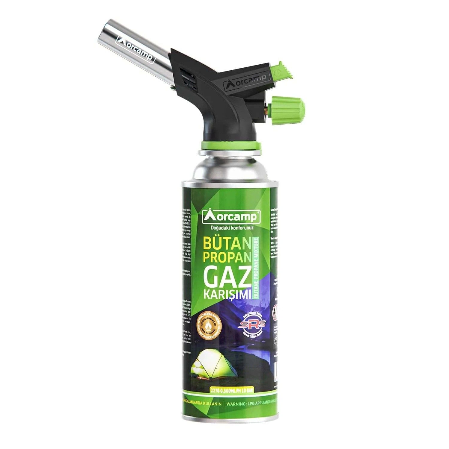 Orcamp Çakmaklı Kartuş Pürmüz Set + 5 Adet 227 Gram Gaz Kartuşu