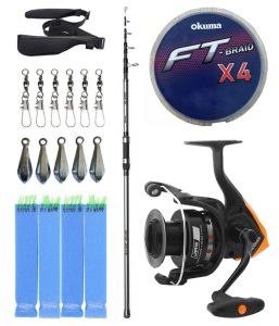 Yek Outdoor Hazır Olta Seti Okuma Alaris Light Tele Surf 420cm 100-250gr Surf Kamışı &Okuma JAW-55 3+1BB Olta Makinesi