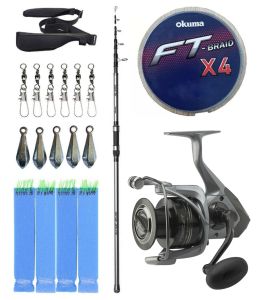 Yek Outdoor Hazır Olta Seti Okuma Alaris Light Tele Surf 420cm 100-250gr Surf Kamışı &Okuma Tomcat TMC-8000 Olta Makinesi