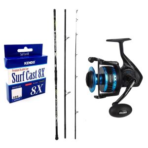 YekOutdoor Profesyonel Olta Seti Kendo Palamita Surf 420cm 250gr 3 Parça Olta Kamışı&Okuma Azores ZXP-6000 Olta Makinesi