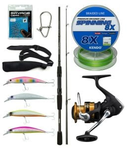 Yek Outdoor Spin Olta Seti Okuma Wave Power 8'0 2.44 cm 15-40 gr 2 Parça Spin Kamışı&Shimano Makina FX 4000 FC