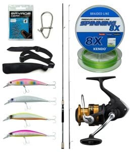 Yek Outdoor Spin Olta Seti Okuma Azaki Spin 274 cm 12-35 gr 2 Parça Spin Kamışı&Shimano Makina FX 4000 FC