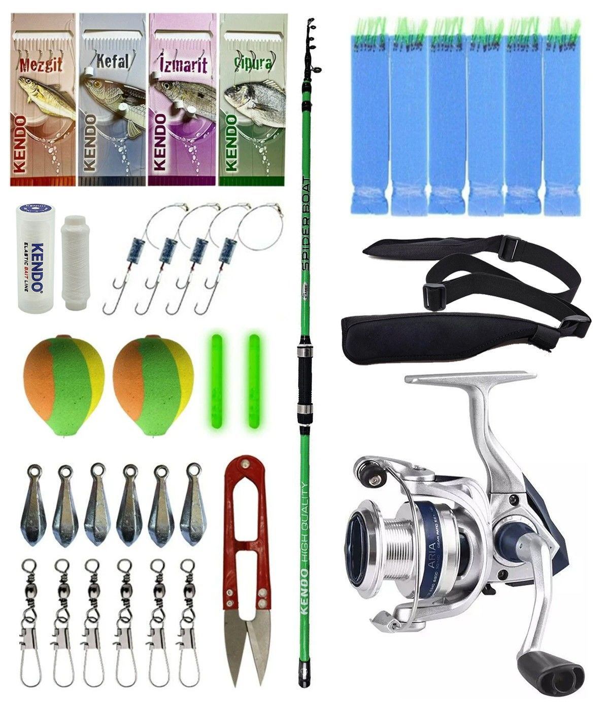 Yek Outdoor Tekne Olta Seti Kendo Spider Boat 1.80cm Olta Kamışı&Okuma ARIA-6000a Olta Makinesi