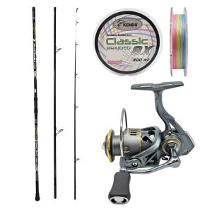 YekOutdoor Hazır Olta Seti Kendo Palamita Surf 420cm 250gr 3 Parça Olta Kamışı&Kendo Suro GR6000 5+1BB Olta Makinesi