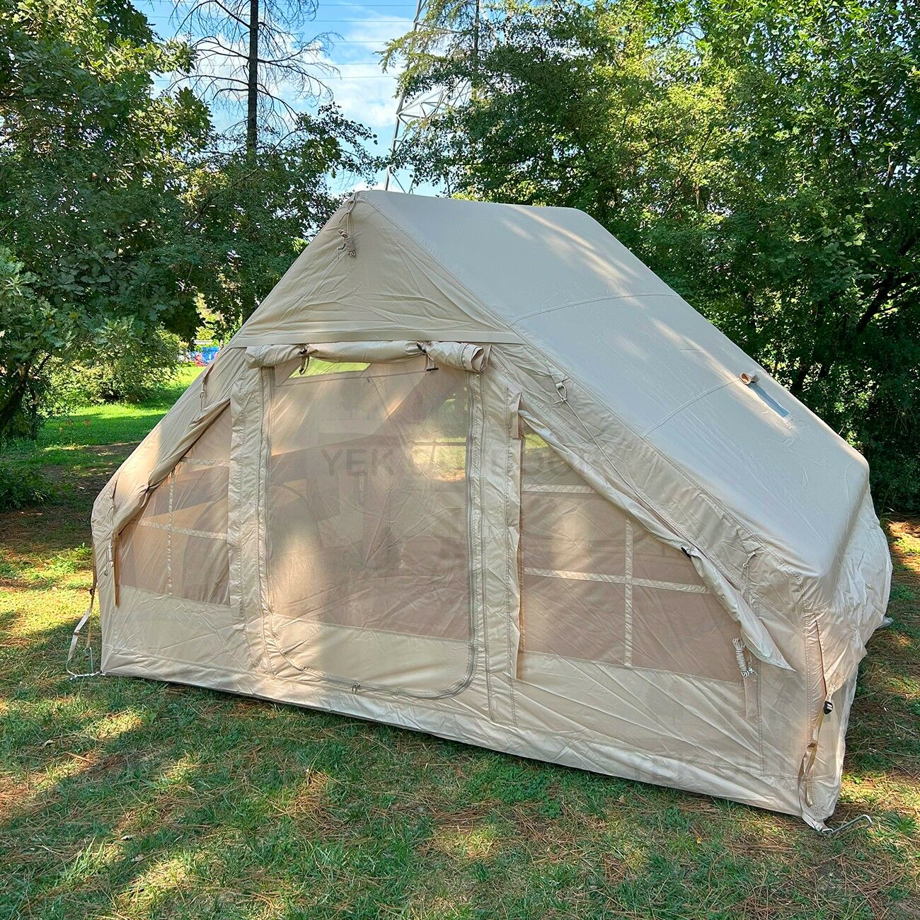 Yek Outdoor 210D Oxford 6 Kişilik 4 Mevsim Soba Çıkışlı Şişme Kamp Çadırı – Pompalı, 210x300x190 cm