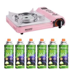 Orcamp Seramik Pro Taşıma Çantalı Portatif Ocak Pembe + 6 Adet Kartuş