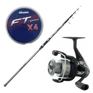 YekOutdoor Olta Seti Okuma Alaris 390 cm 100-200 gr Surf Kamışı&Okuma Revenger RV-55 Olta Makinesi