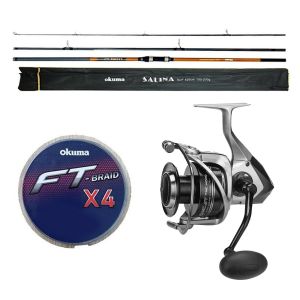 YekOutdoor Olta Seti Okuma Salina 420 cm 3 Parça Surf Kamışı&Okuma Tomcat 6000 Olta Makinesi
