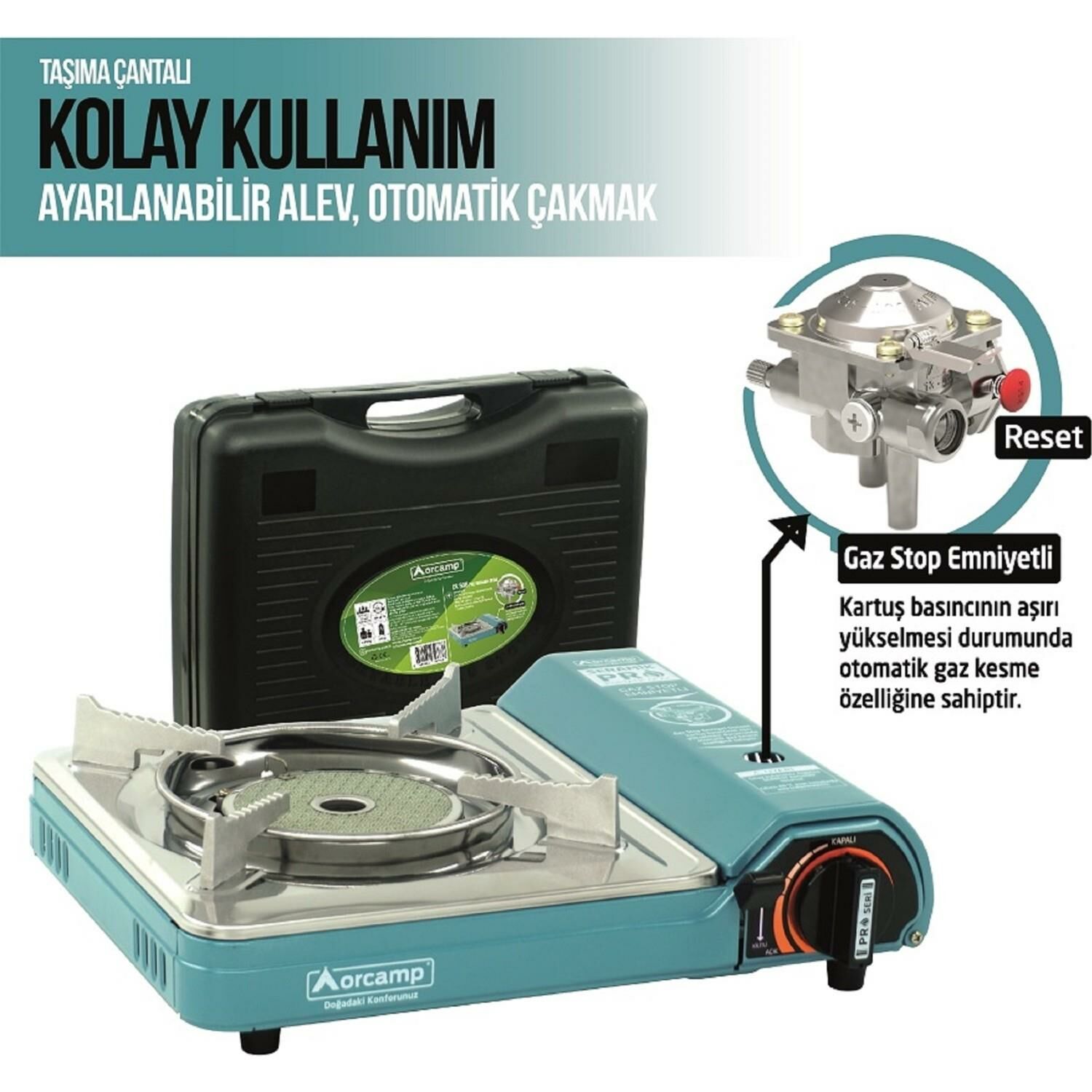 Orcamp Seramik Pro Portatif Ocak + 4 Adet Kartuş Seti