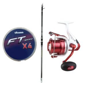 Yek Outdoor Göl ve Deniz Oltası Okuma Revenger Tele Surf 420 cm Surf Kamışı&Okuma Wave X-6000 Olta Makinesi