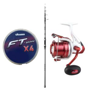 Yek Outdoor Göl ve Deniz Oltası Okuma Alaris Tele Surf 420 cm 100-200 gr Surf Kamışı&Okuma Wave X-8000 Olta Makinesi