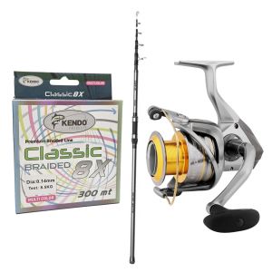 Yek Outdoor Hazır Olta Seti Okuma Alaris Tele Surf 420 cm 100-200 gr Surf Kamışı&Okuma Avenger Av-8000 Olta Makinesi