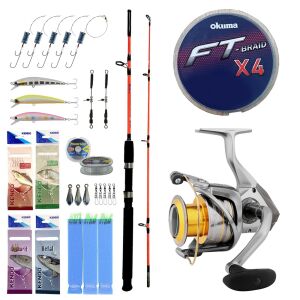 Yek Outdoor Tekne Olta Seti Okuma Avenger Av-8000 Olta Makinesi&Kendo Holiday Boat 1.50m 100-250gr 2 Parça Olta Kamışı