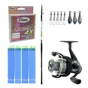 YekOutdoor Surf Olta Seti Kendo Azurro Surf 420cm 200 gr Teleskopik Olta Kamışı&Okuma Revenger RV-65 FD Olta Makinesi