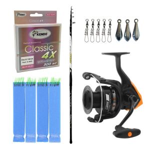 YekOutdoor Surf Olta Seti Kendo Azurro Surf 420cm 200 gr Teleskopik Olta Kamışı&Okuma JAW-55 3+1BB Olta Makinesi