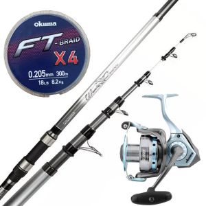 YekOutdoor Okuma Surf Kamışı Olta Seti Okuma Wave Power Tele Surf 4.20 cm 100-200 gr 5 Parça Surf Kamışı&Okuma Alaris ALS-65 Olta Makinesi