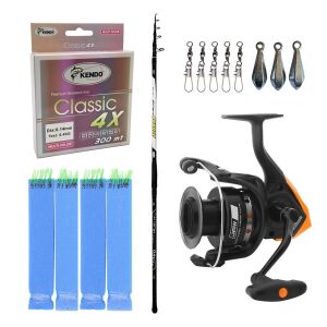 YekOutdoor Surf Olta Seti Kendo Azurro Surf 420cm 200 gr Teleskopik Olta Kamışı&Okuma JAW-65 3+1BB Olta Makinesi