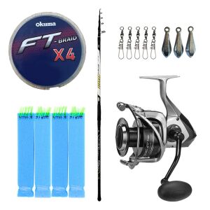 YekOutdoor Surf Olta Seti Kendo Azurro Surf 420cm 250 gr Teleskopik Olta Kamışı&Okuma Tomcat TMC-8000 6+1bb Olta Makinesi