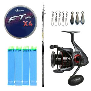 YekOutdoor Surf Olta Seti Kendo Azurro Surf 420cm 250 gr Teleskopik Olta Kamışı&Okuma Ceymar C-6000A 7+1BB Olta Makinesi