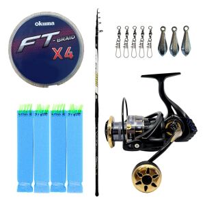 YekOutdoor Surf Olta Seti Kendo Azurro Surf 420cm 250 gr Teleskopik Olta Kamışı&Kendo GP6000 5+1BB Olta Makinesi