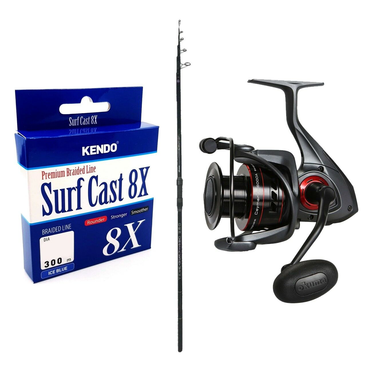 YekOutdoor Profesyonel Olta Seti Okuma Ceymar Tele surf 4.30M Surf Kamışı&Okuma Ceymar C-6000A 7+1BB Olta Makinesi