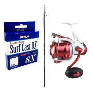 YekOutdoor Profesyonel Olta Seti Okuma Ceymar Tele surf 4.30M Surf Kamışı&Okuma Wave X-6000 3+1BB Olta Makinesi